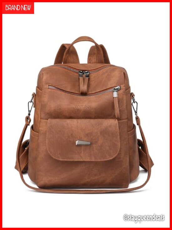 Faux Leather Women\'s Convertible Backpack Purse, Waterproof, 8 Pockets main image 5